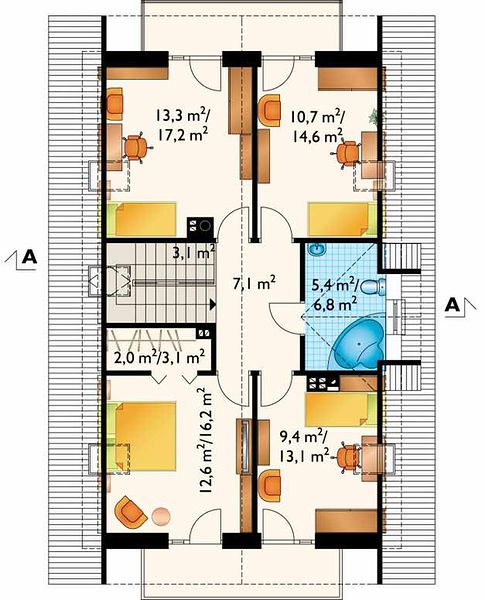 План 2 этажа дома KFH-9348-82 План 2 этажа дома KFH-9348-82